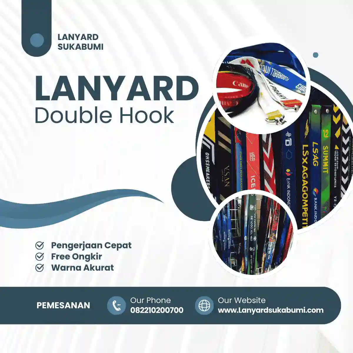 Tali Lanyard Double Hook untuk ID Card Sukabumi